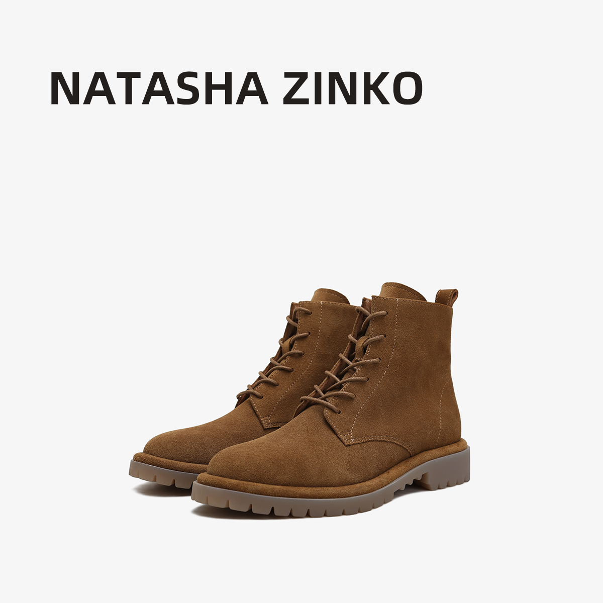 {我是甄老板}Natasha Zinko牛反绒系带马丁靴女英伦风复古短靴