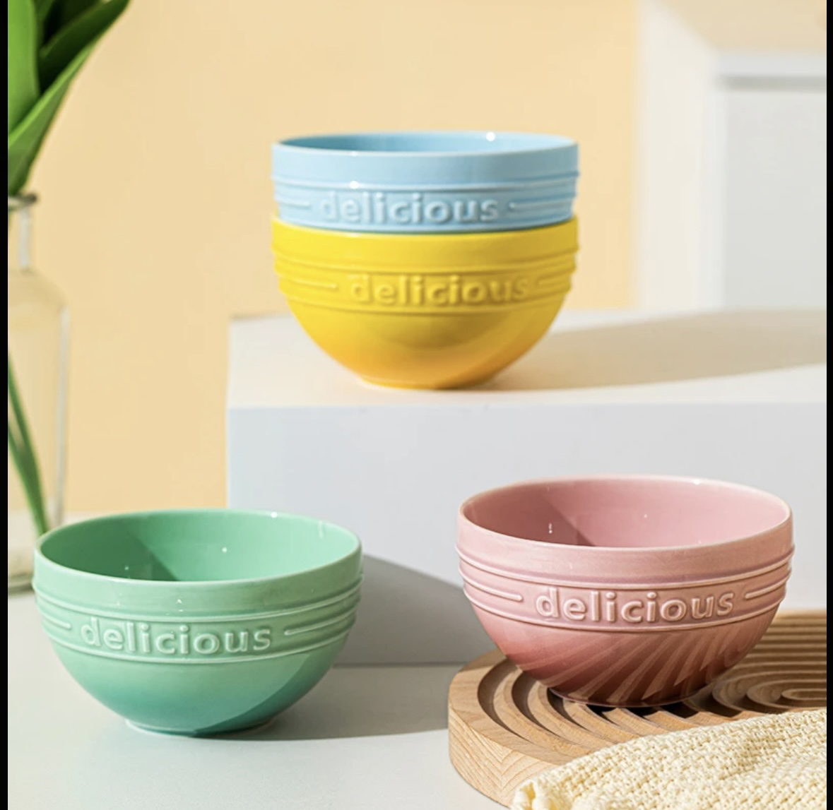 彩虹新款米饭碗四支装