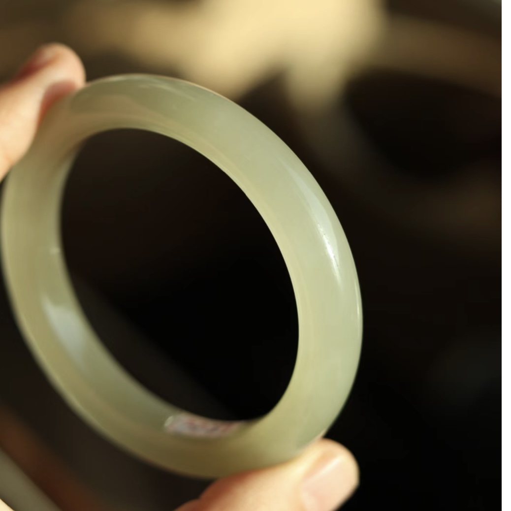 【冰糖雪梨】天然和田玉手镯 新疆若羌平安镯 宽13mm厚10mm