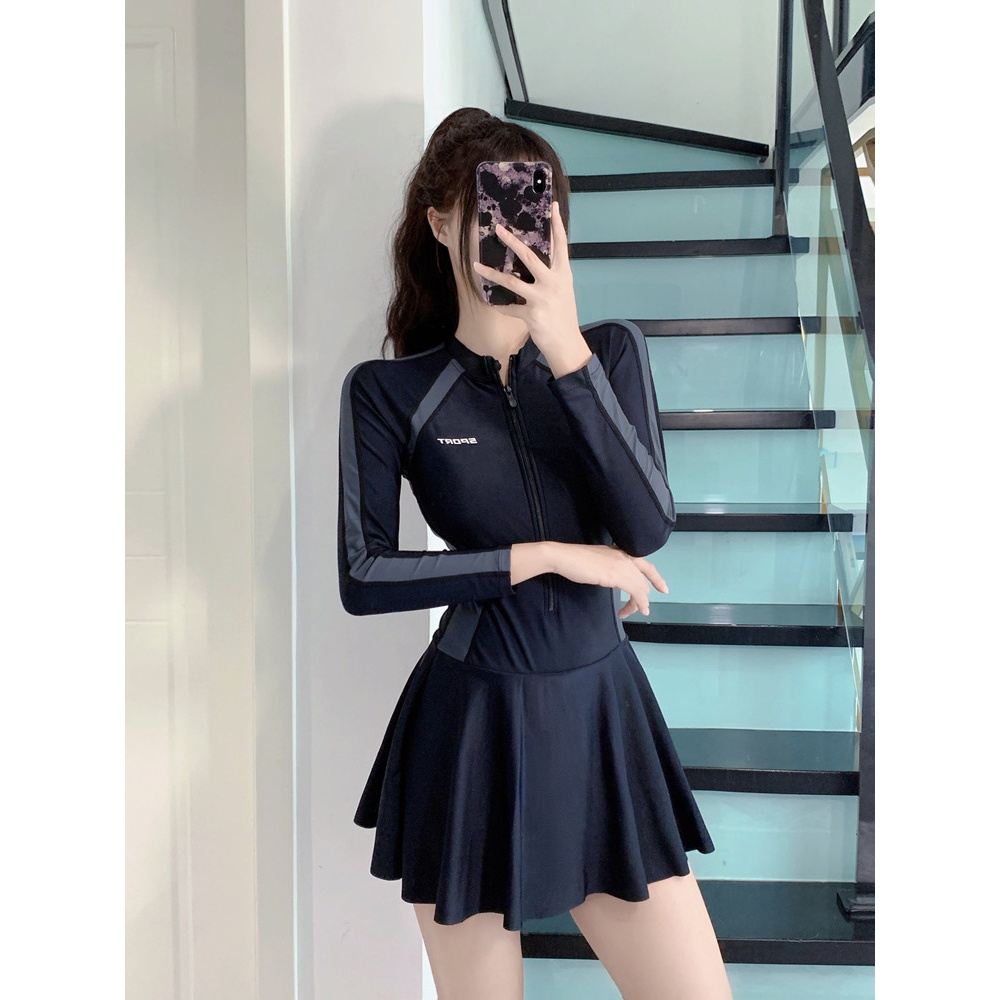 冬日泳装泡汤不能输辣妹高颜值基础款温泉服遮肚显瘦保守出片泳装