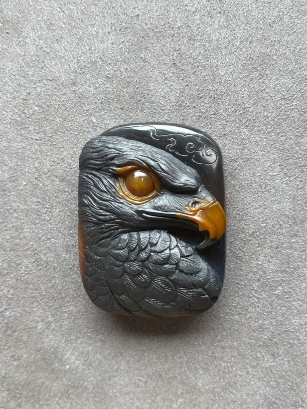 天然玛瑙俏色雕刻雄鹰老鹰挂件吊坠牌 高瞻远瞩 壮志凌云