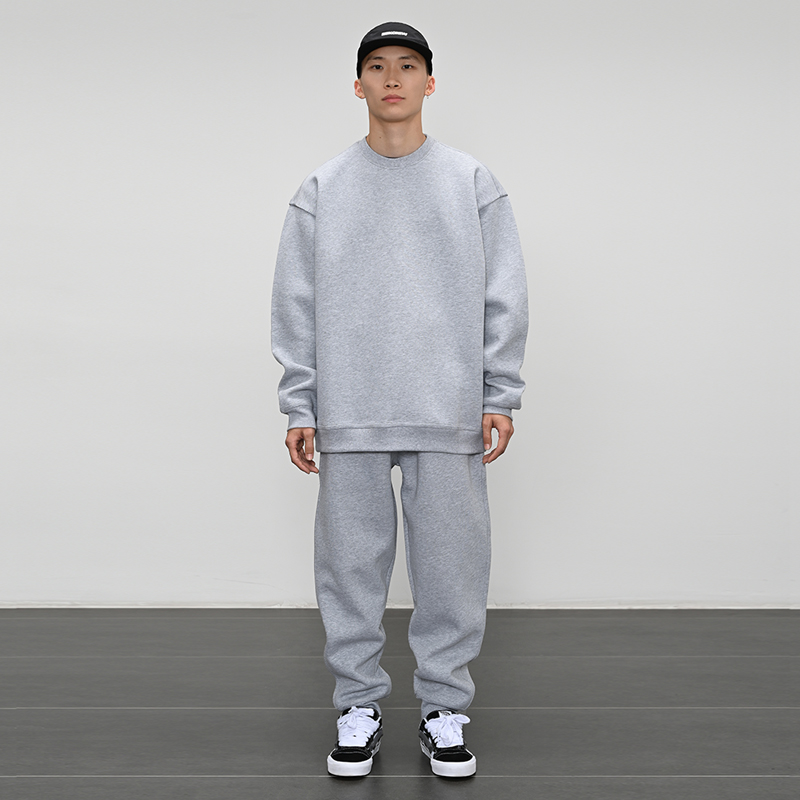 bboy重磅纯色套装 街舞嘻哈净色长袖卫衣 宽松卫裤运动裤子 滑板