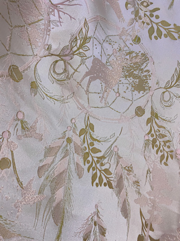 【丛林金鹿】人丝织锦双面提花国风服装面料 唐装汉服布料