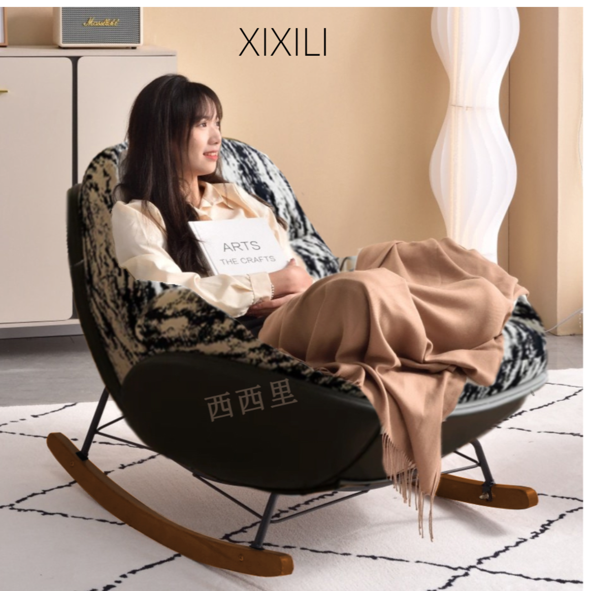 升级乳胶懒人沙发客厅单人沙发摇椅摇摇椅午睡椅阳台沙发椅躺椅