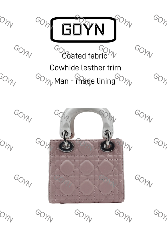 GOYN手工真皮女包银扣3格 粉色 三羊10558