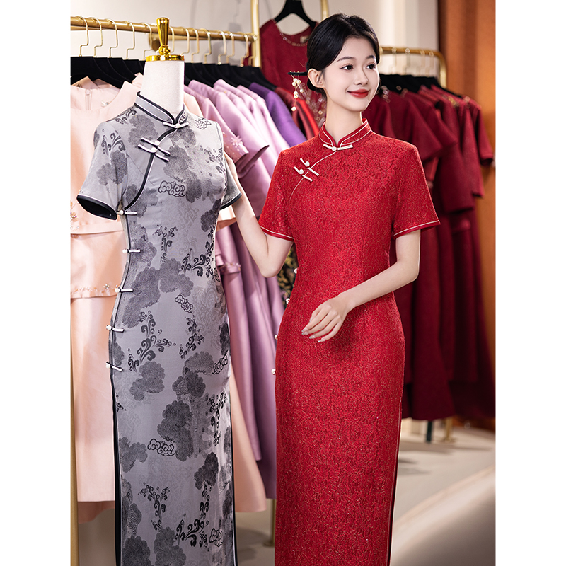 2024新中式中国风旗袍高档优雅洋气敬喜婆婆妈妈装复古日常高考