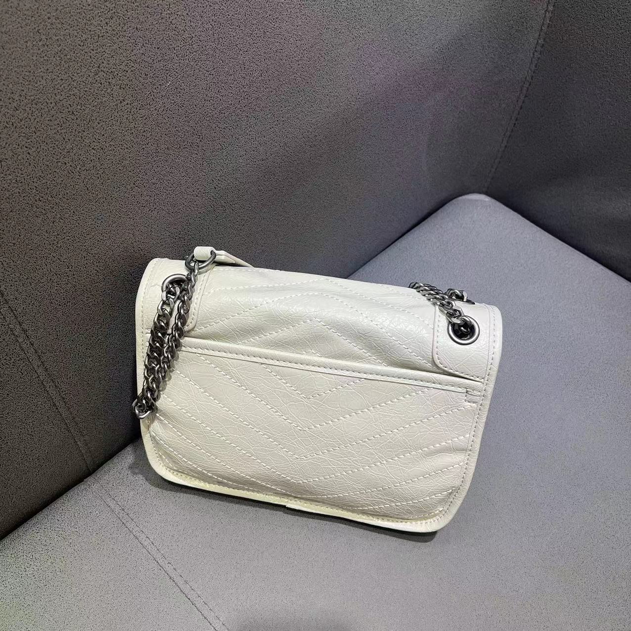 【A040-NK小】新款女士时尚百搭单肩包真皮斜挎包白色