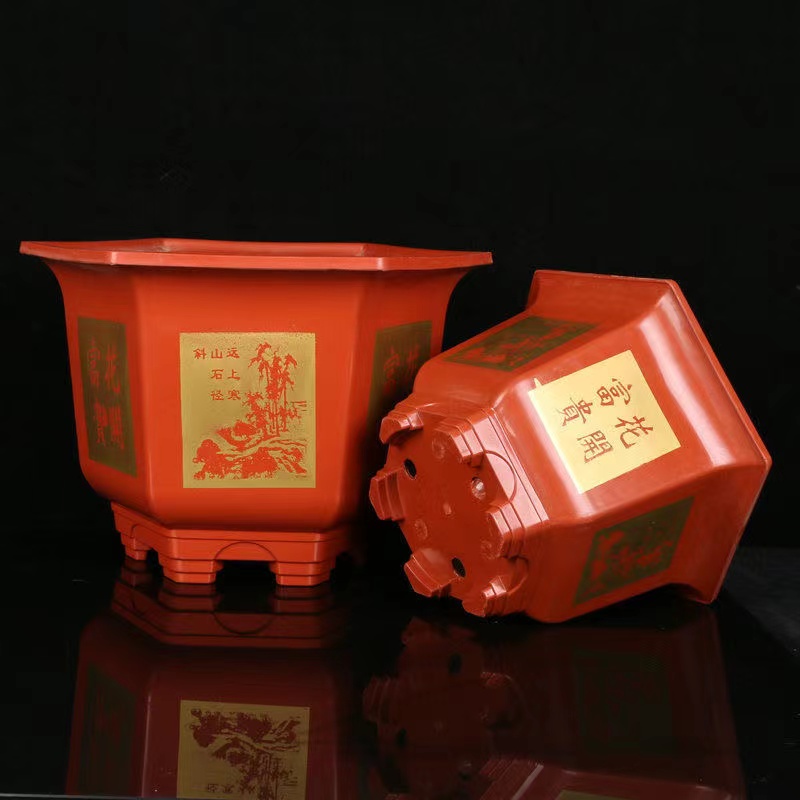 加大加厚37cm口径种果树大号种树树脂加仑多肉花盆六角花盆