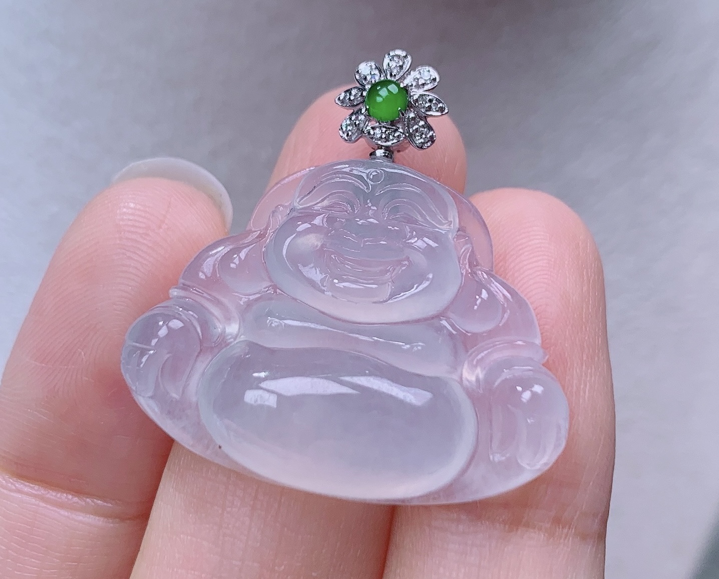 缅甸翡翠A货老坑18k冰种佛公吊坠坐佛挂件揭阳精品30.3^30*23*6.3