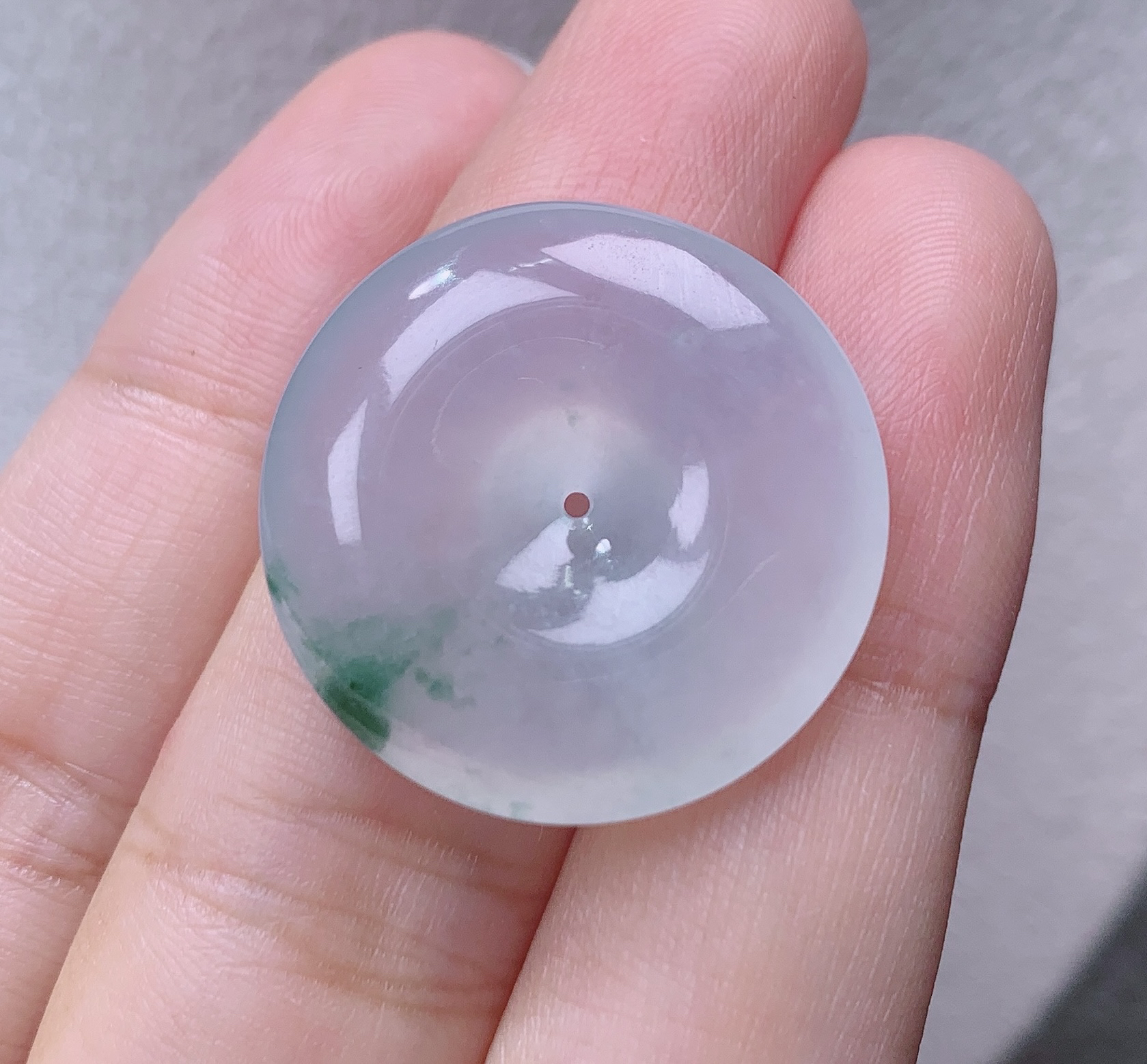 缅甸翡翠A货老坑冰种飘花平安扣吊坠怀古挂件揭阳精品24.6*5.8mm