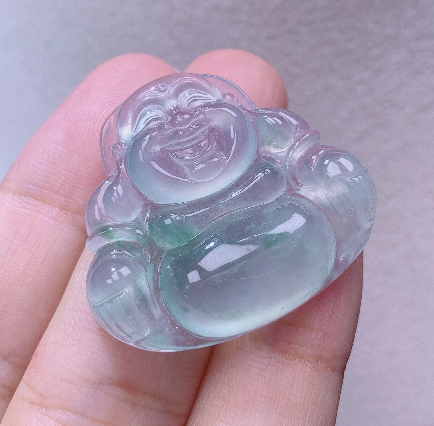 缅甸翡翠A货老坑高冰起光飘花坐佛吊坠佛公挂件揭阳精品33*29*6.1