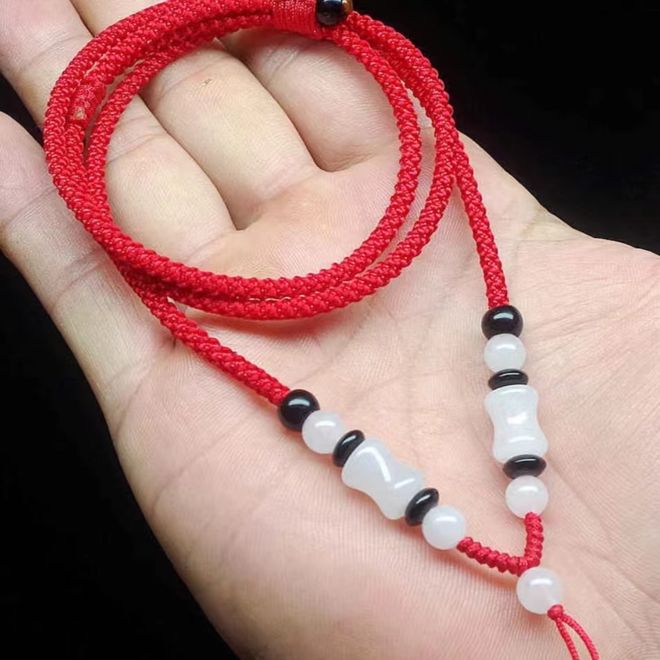 非金属布艺吊坠 手工编织项链绳白竹节挂件绳高货吊坠绳可调节