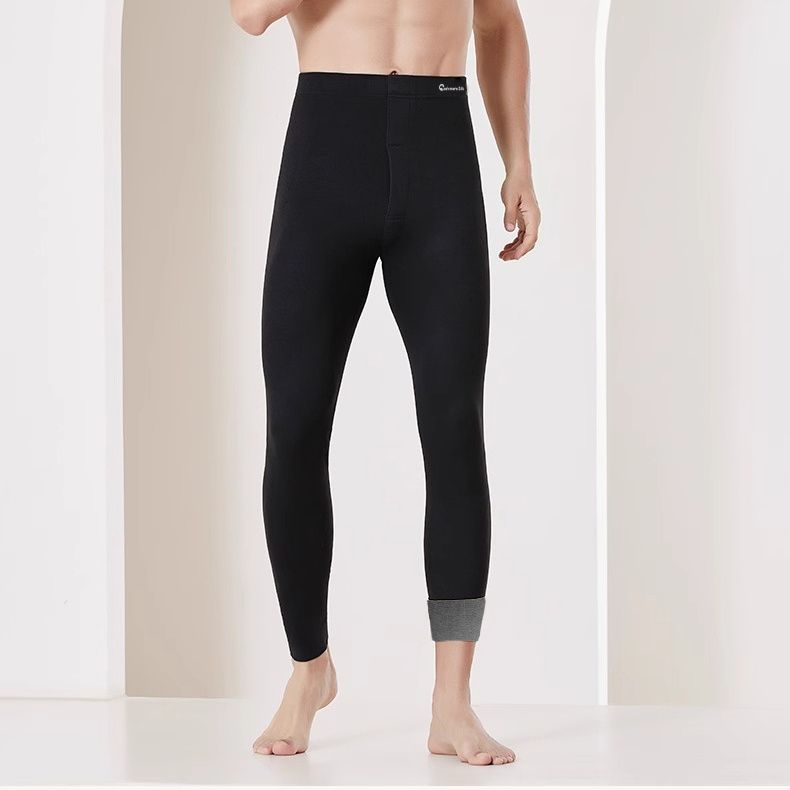 蚕丝男士无痕保暖裤磨毛加绒秋冬修身高弹底裤秋冬季秋裤绒裤