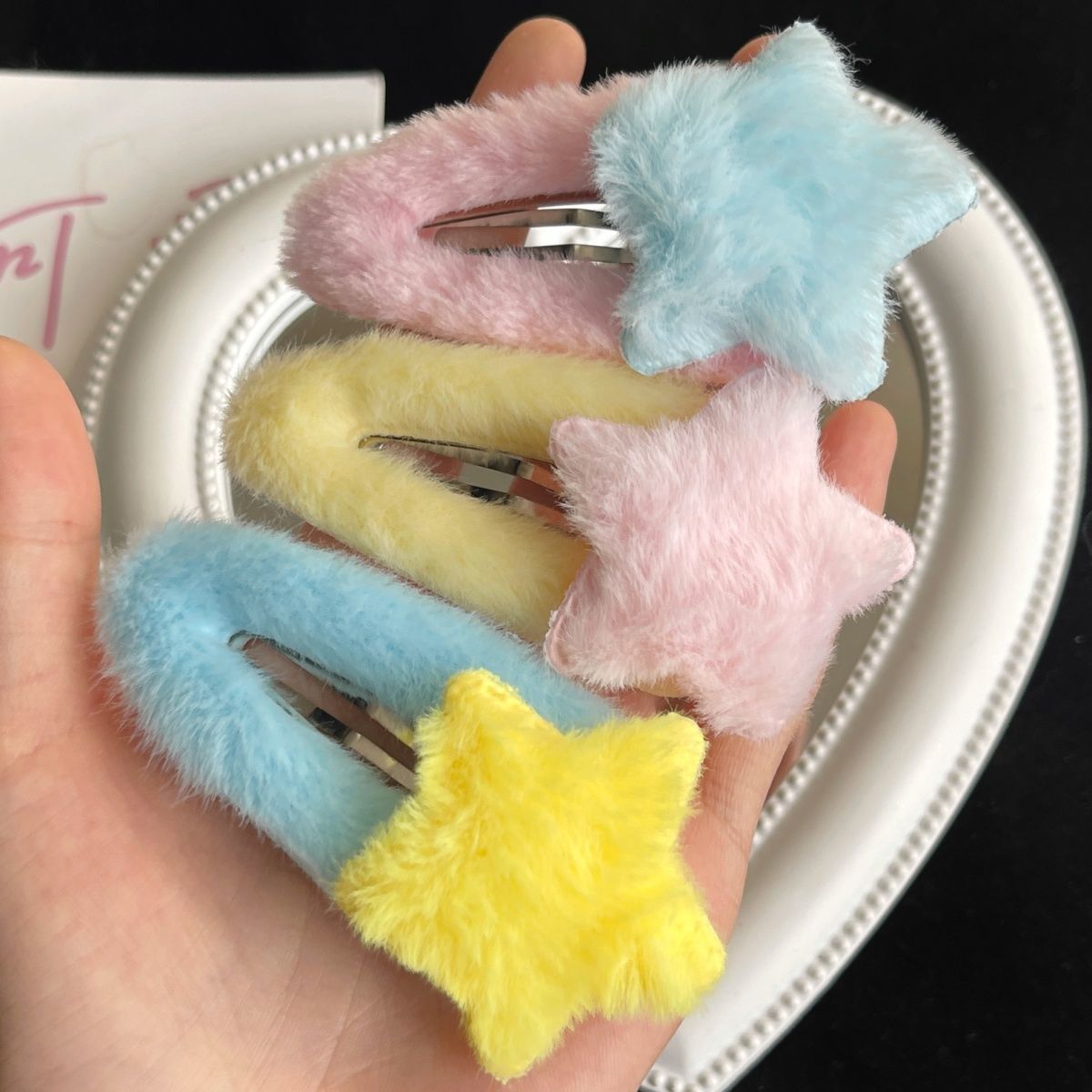 毛绒绒四款星星bn夹可爱秋冬温暖少女心学生刘海边夹头饰卡子发饰