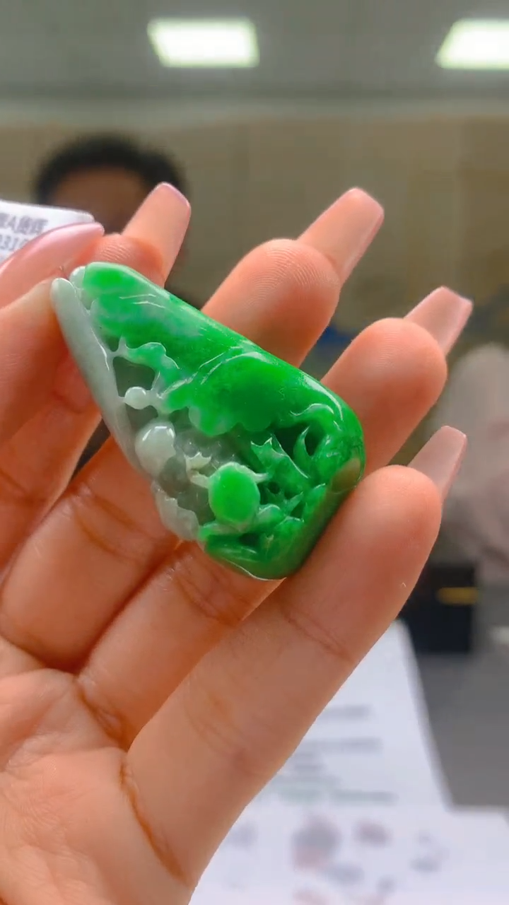 【闪购商品】定制翡翠未镶嵌81-0405ty-毛货盖章挂件