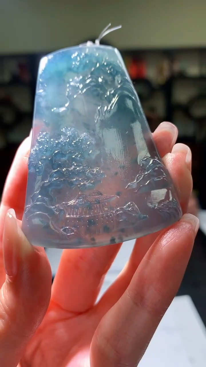 【闪购商品】定制翡翠未镶嵌5119zm-毛货盖章156山水