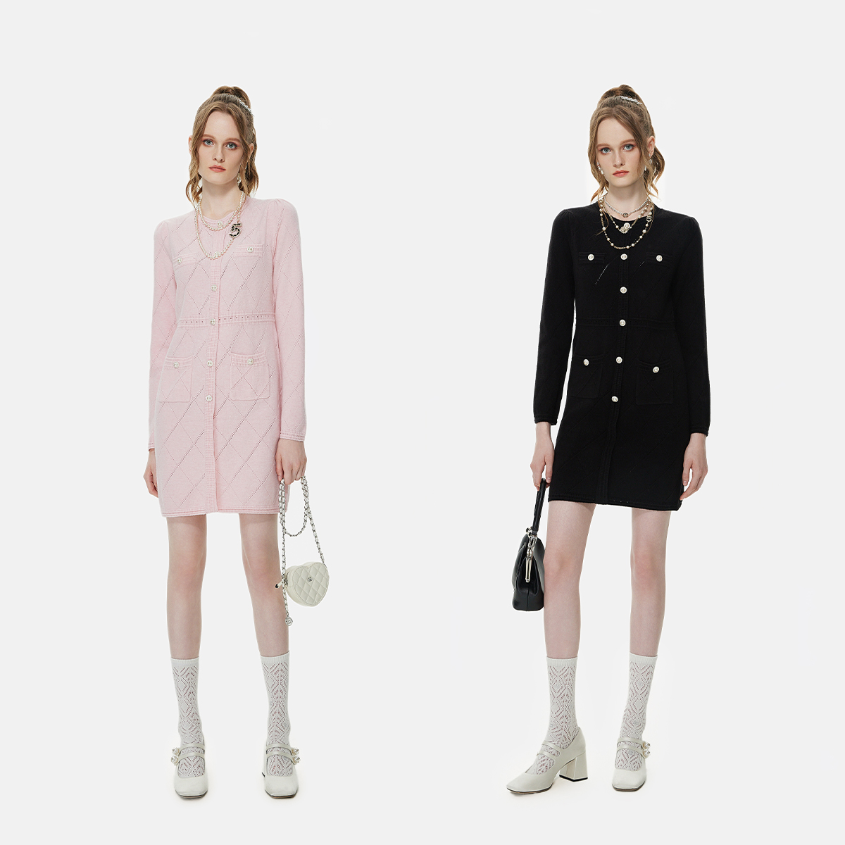 FIVE PLUS小香风连衣裙针织裙中长气质显瘦2TE4084130