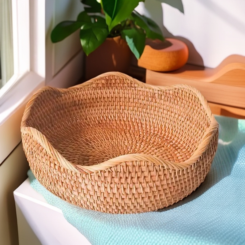 波浪大号送波浪小号越南秋藤纯手工藤编收纳篮物品水果盘客厅零食