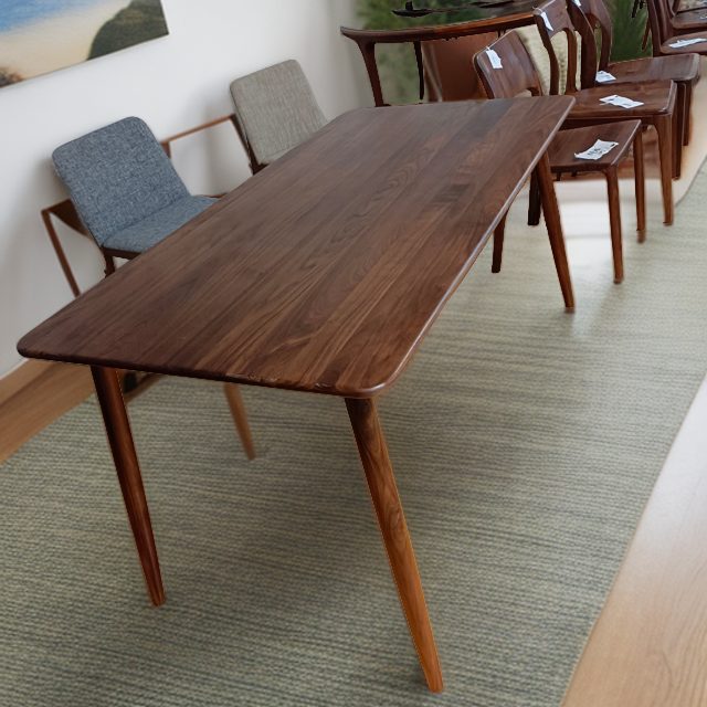 北美黑胡桃托里诺餐桌北欧家用简约客厅实木桌双人微瑕一物一拍