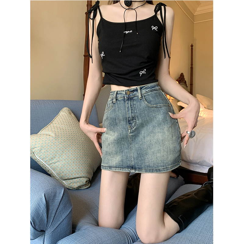 【珠珠】仔短裙女夏季新款大码妹妹梨形身材高腰显瘦a字遮肚半身裙