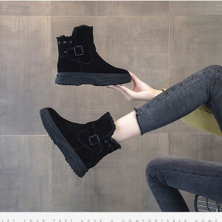 东北加绒加厚雪地靴女棉靴新款冬季防滑保暖短筒厚底棉鞋网红时尚