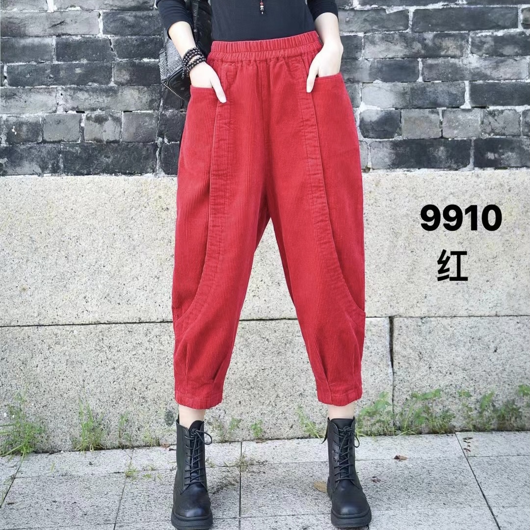 棉麻哈伦裤2025款上新宽松萝卜裤大码九分灯笼裤