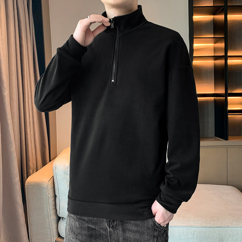 秋冬季双面绒德绒卫衣男高领套头可翻领保暖百搭新款长袖休闲卫衣