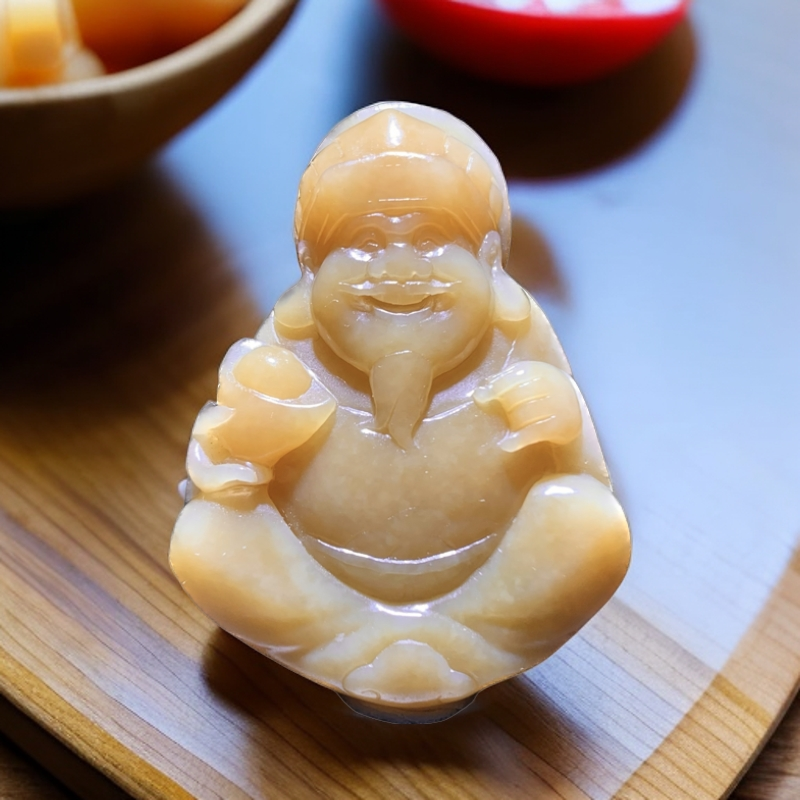 新疆和田玉且末糖纯红糖吊坠【财神】