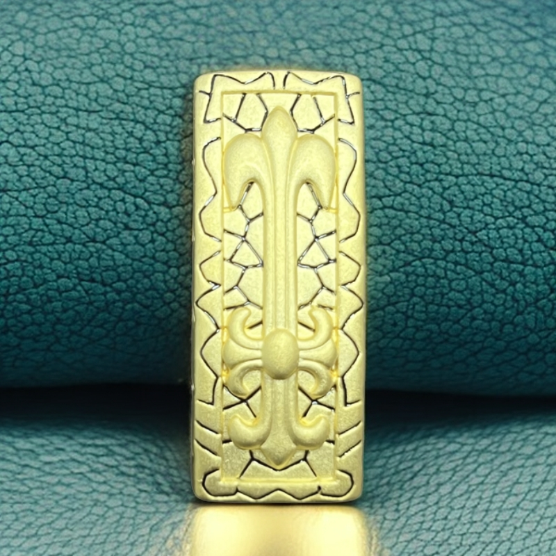 足金【硬足金珐琅彩男士手牌】时尚复古创意手工七夕节礼物雕刻坠