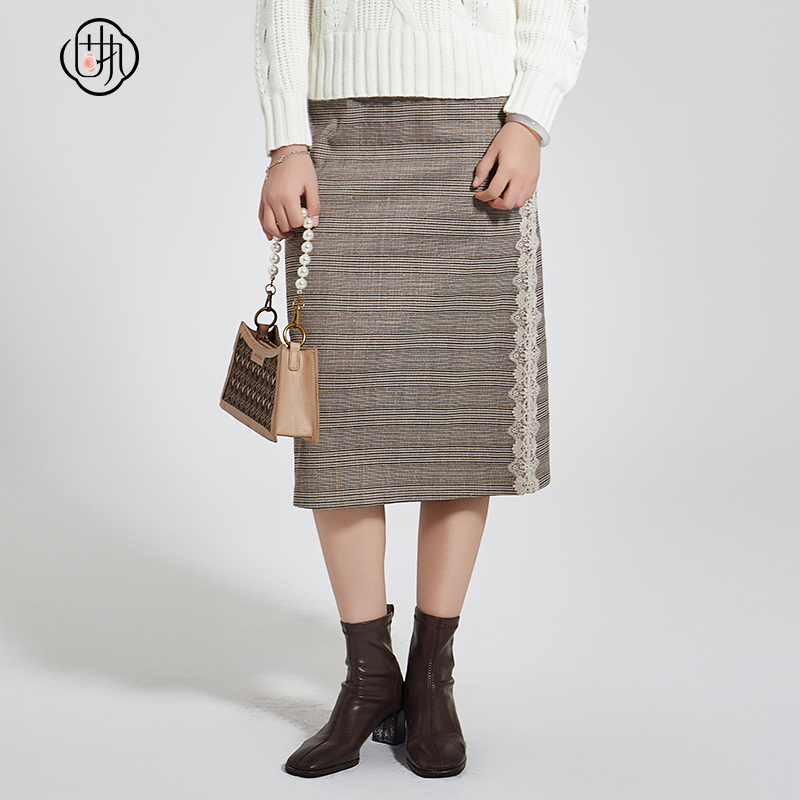 【芊芊专属】固执法式格子显瘦中长款a字半身裙90213BQ06815