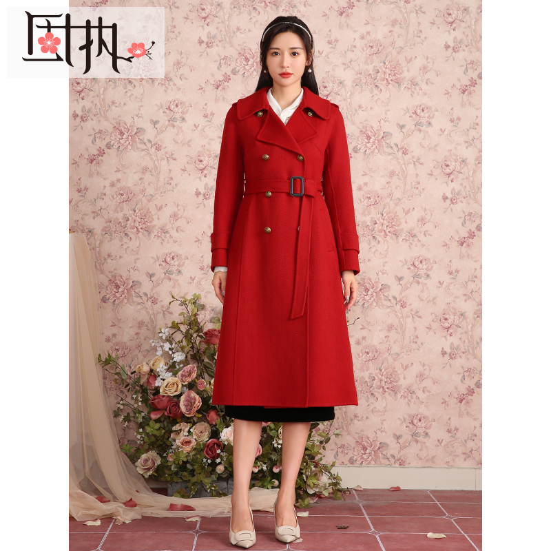 固执秋冬新款欧式双面毛呢大衣外套女20923MT07725显瘦