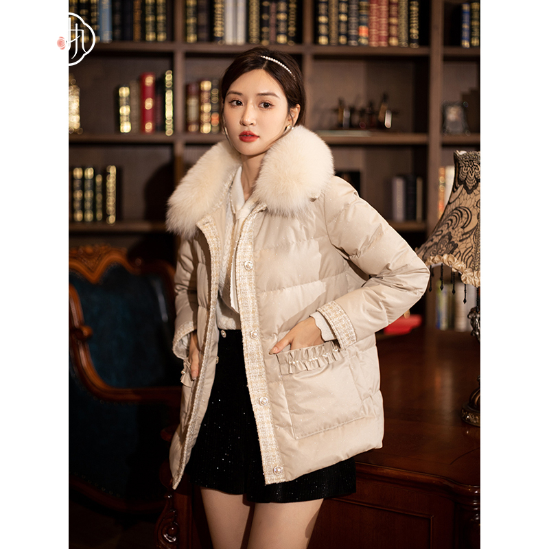 【诗语专属】固执冬季新款女装长袖毛领加厚羽绒服90114YR06965