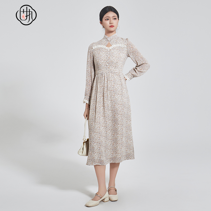 【芊芊专属】固执气质长袖中长款温柔风碎花连衣裙95613LQ06658