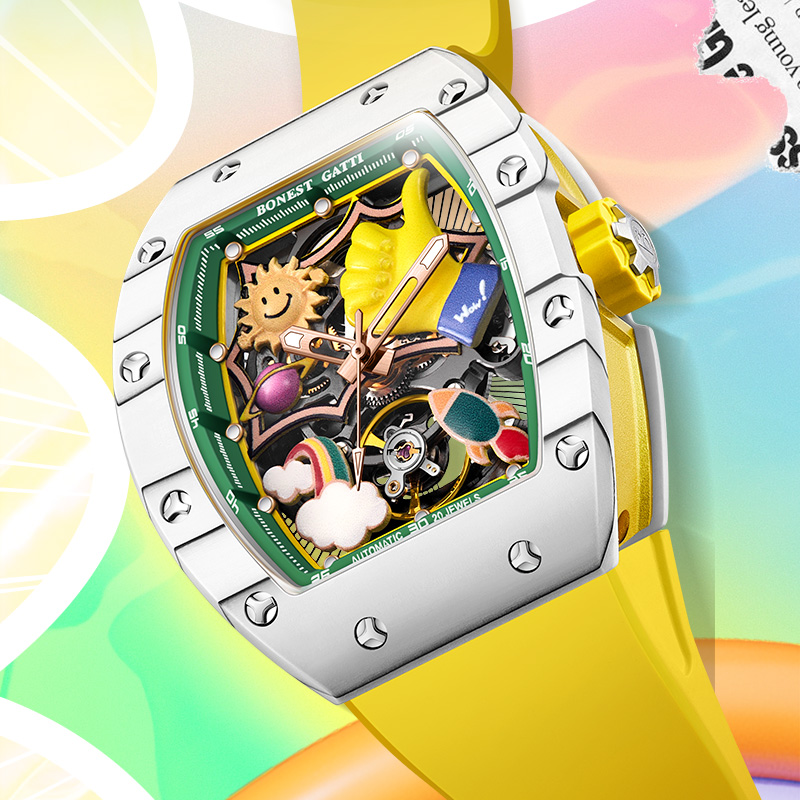 德国牌碳纤维手表全自动机械酒桶表9001【3】