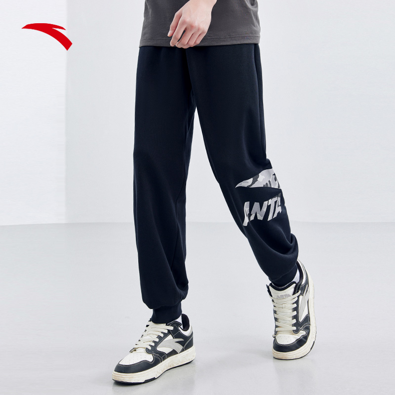 【安踏官方】安踏男士冬季新款针织运动长裤加绒百搭宽松束脚休闲裤