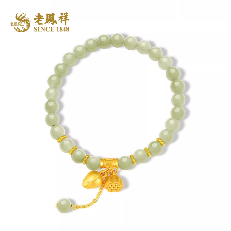 老鳯祥和田玉单圈手串气质轻奢女士时尚精美手串玉手串*小仙
