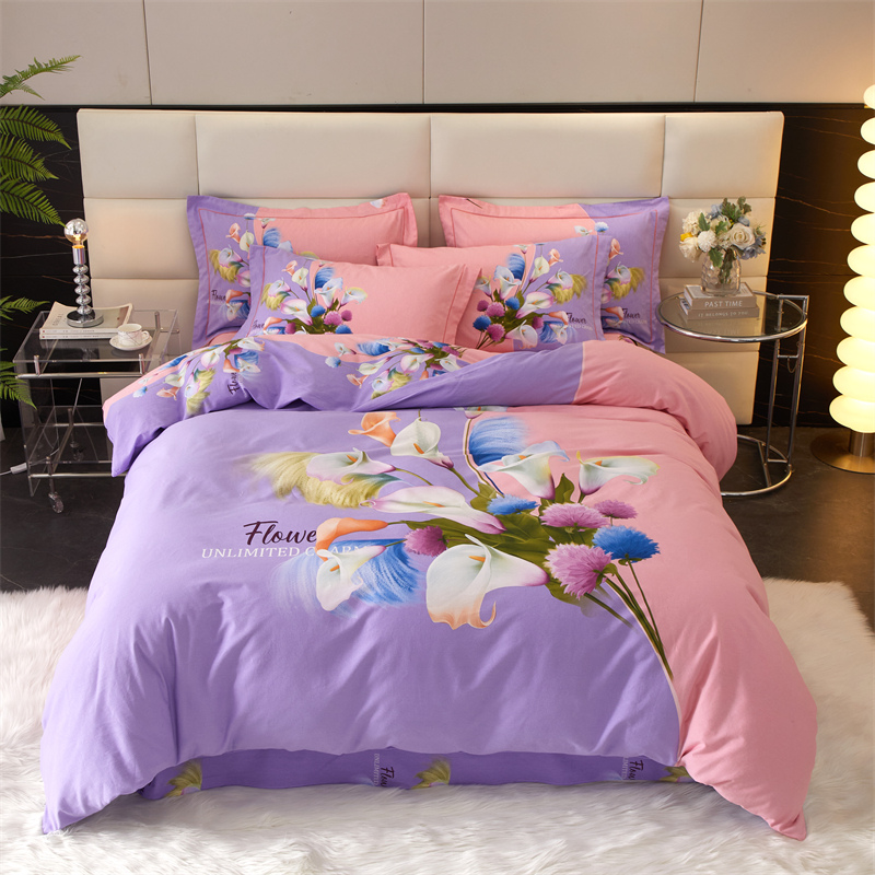 秋冬款纯棉四件套100全棉4件套床单被套家纺床上用品-百合之约