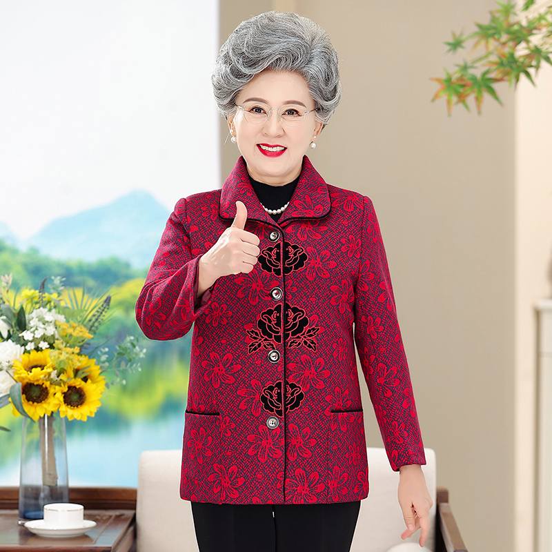 中老年人秋冬装外套绣花唐装喜婆婆老人过寿奶奶装洋气衣服妈妈装