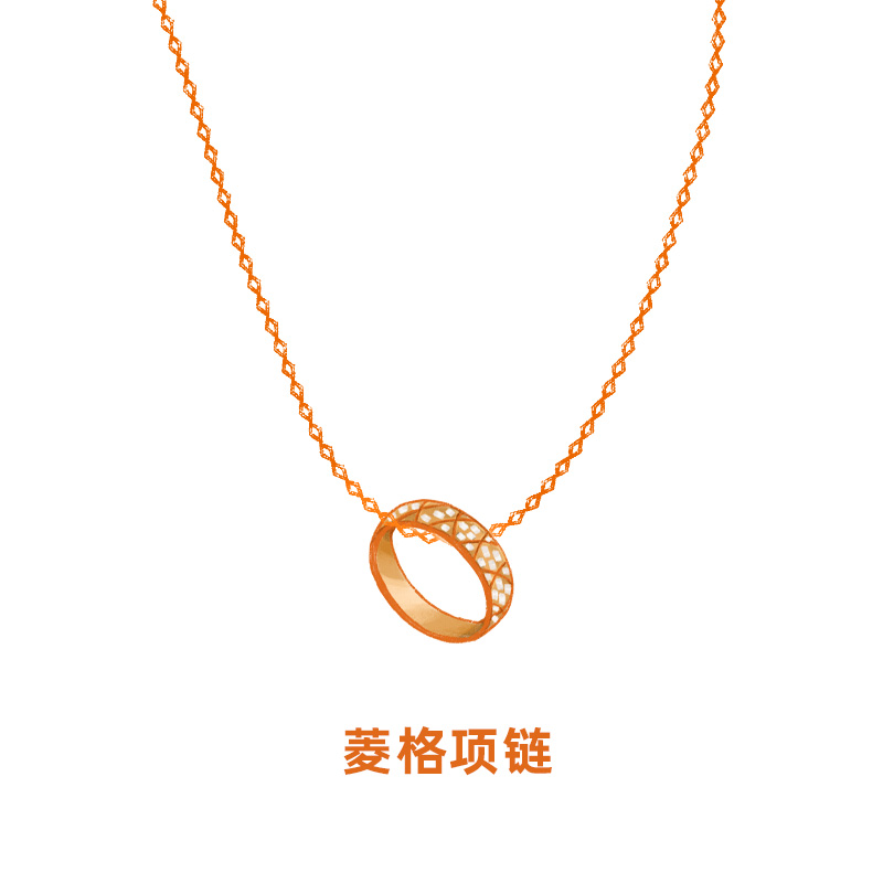 合金项链  菱格纹水冰月项链小众简约气质时尚坠链 现货11.25