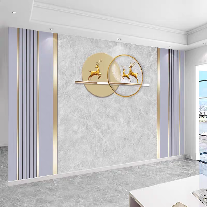 电视背景墙壁纸中式新款8D立体轻奢风卧室沙发影视墙布定制壁画