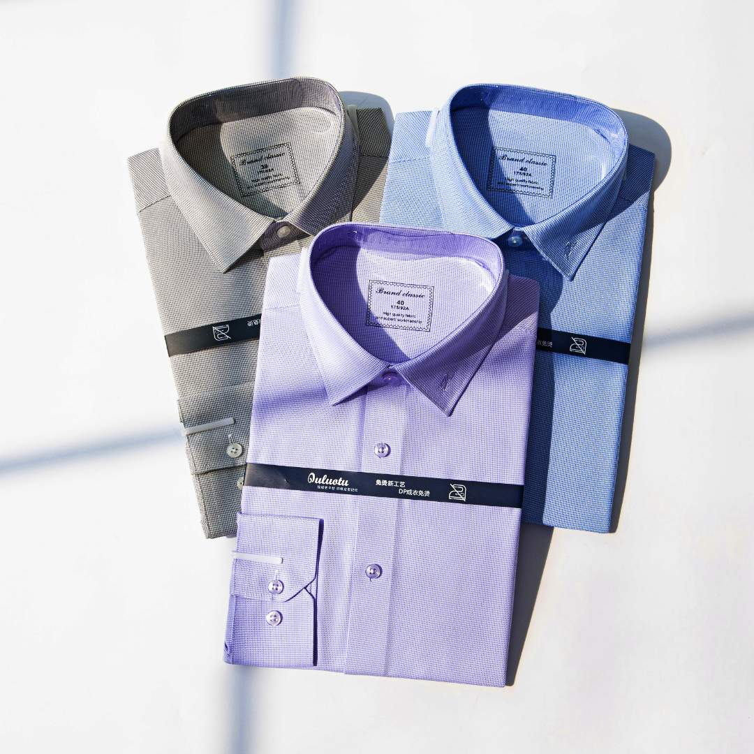 2024新款爆款高端千鸟格衬衣衬衫男士休闲商务轻奢男装翻领衬衫