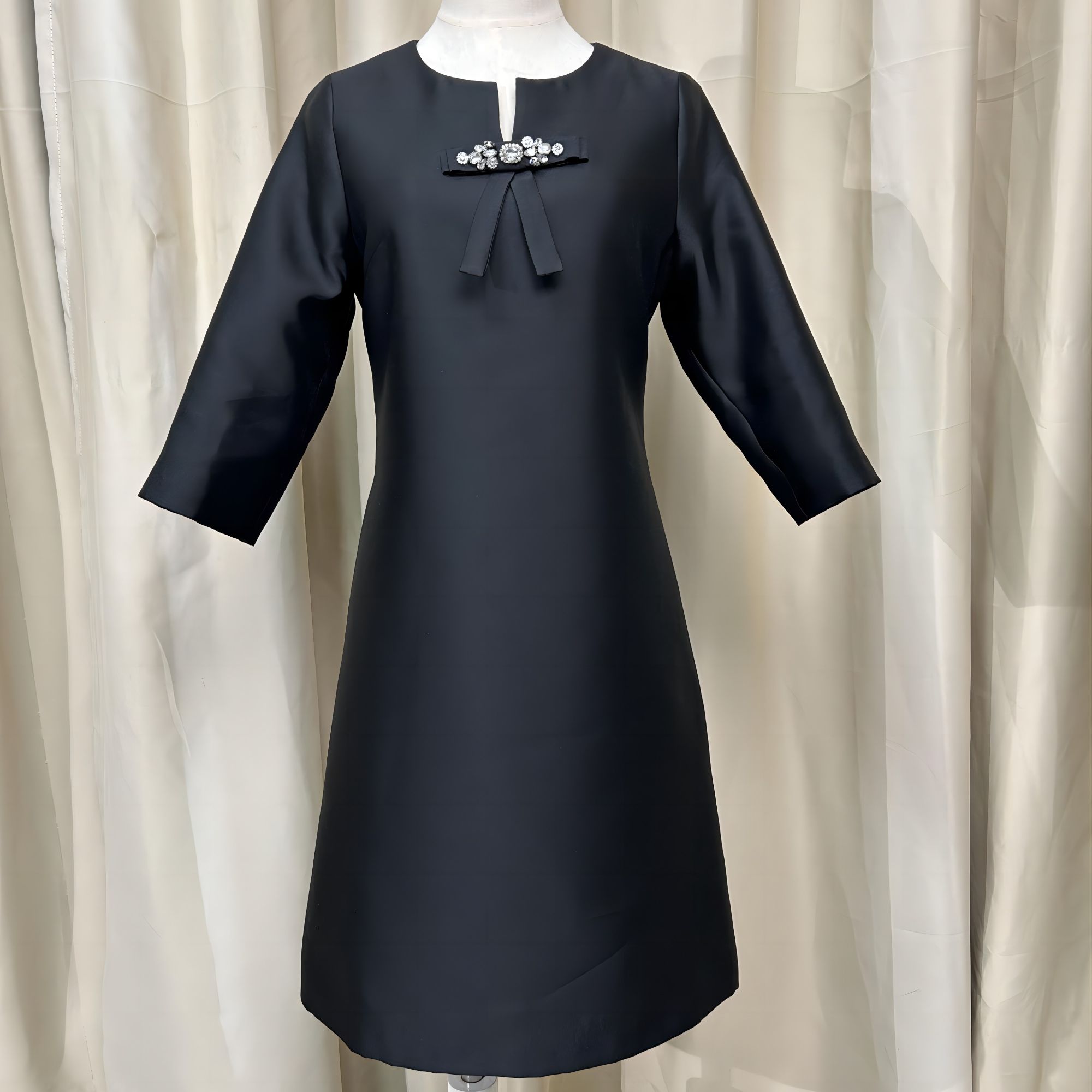 气质时尚黑色复古女装网红优雅长款中式修身连衣裙显瘦国风女士