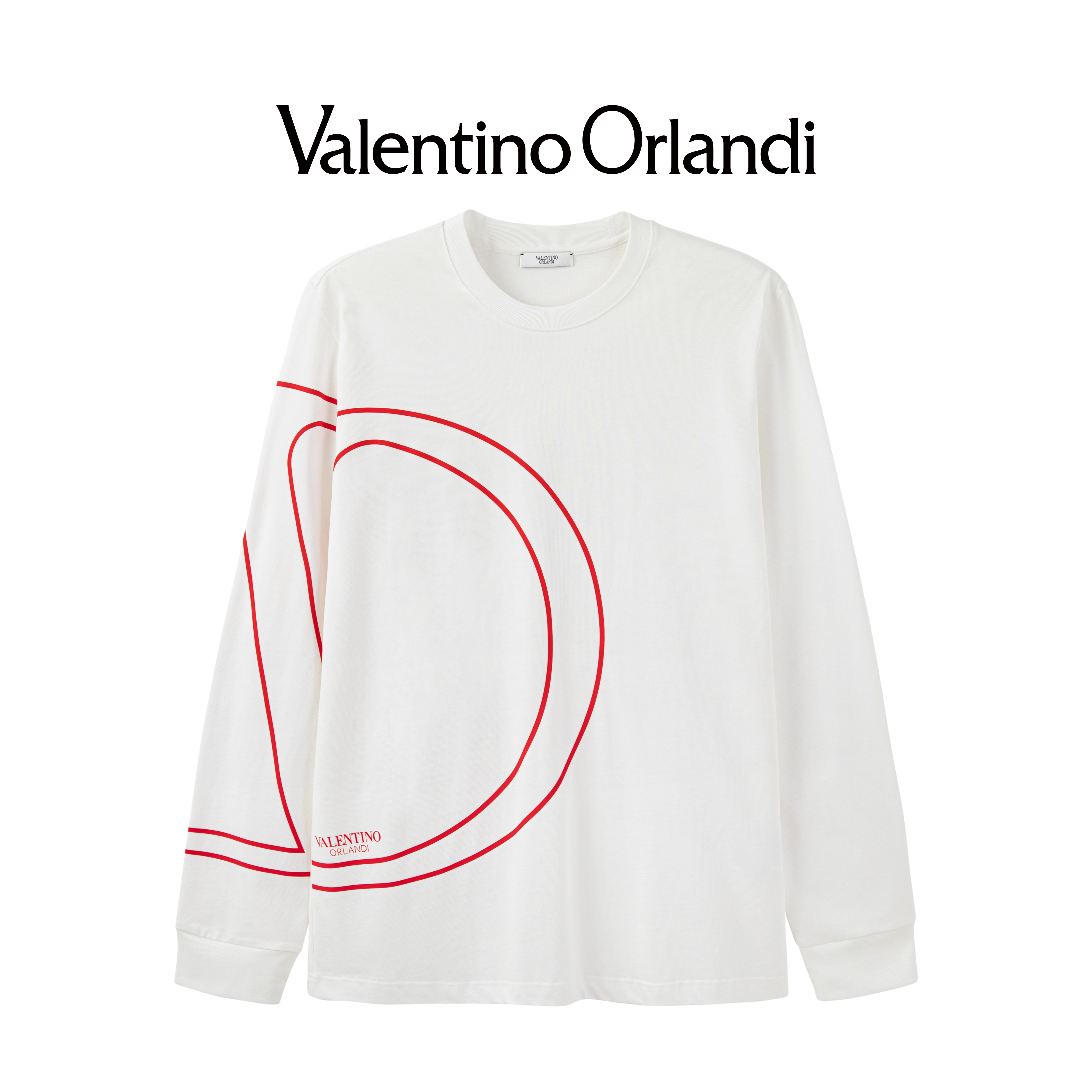 Valentino orlandi男士秋冬B版时尚百搭印花收口袖圆领长袖T恤