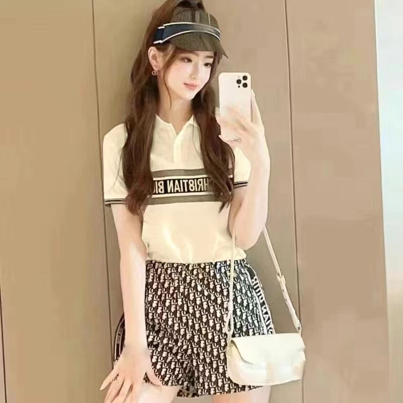 【宠粉专属】2件套夏季女短袖短裤宽松POLO领休闲套装女674