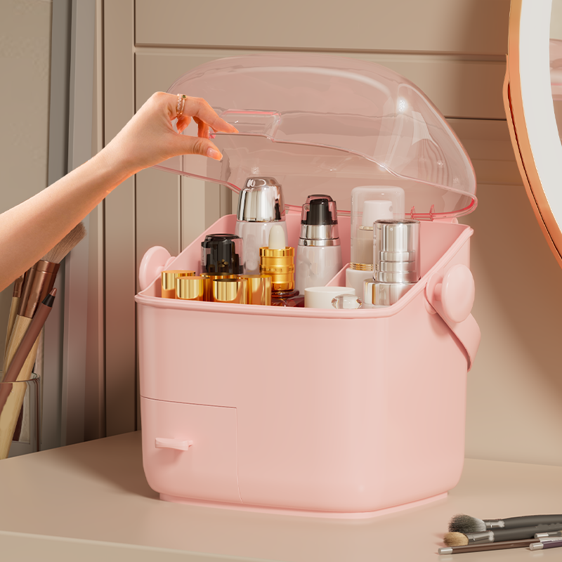 兴起化妆品收纳盒防尘首饰口红箱桌面大容量梳妆台护肤品置物架子