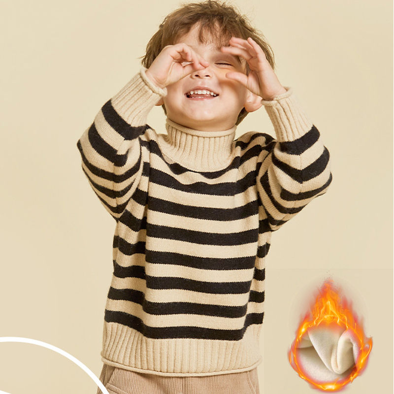 新品巴拉巴拉男童半高领毛衣儿童2023冬韩版宝宝打底衫女童加厚加