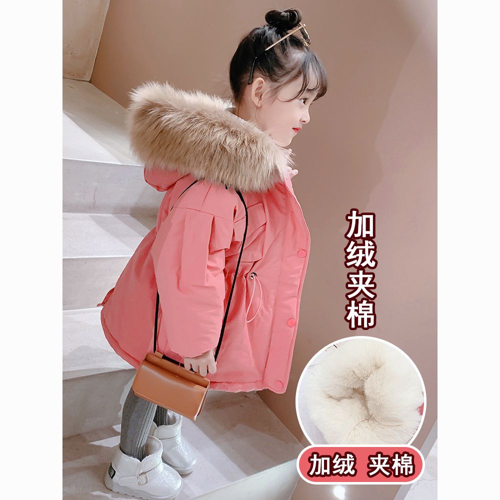新品巴拉巴拉女童派克服加绒夹棉中小童加厚棉衣中长款儿童女宝宝