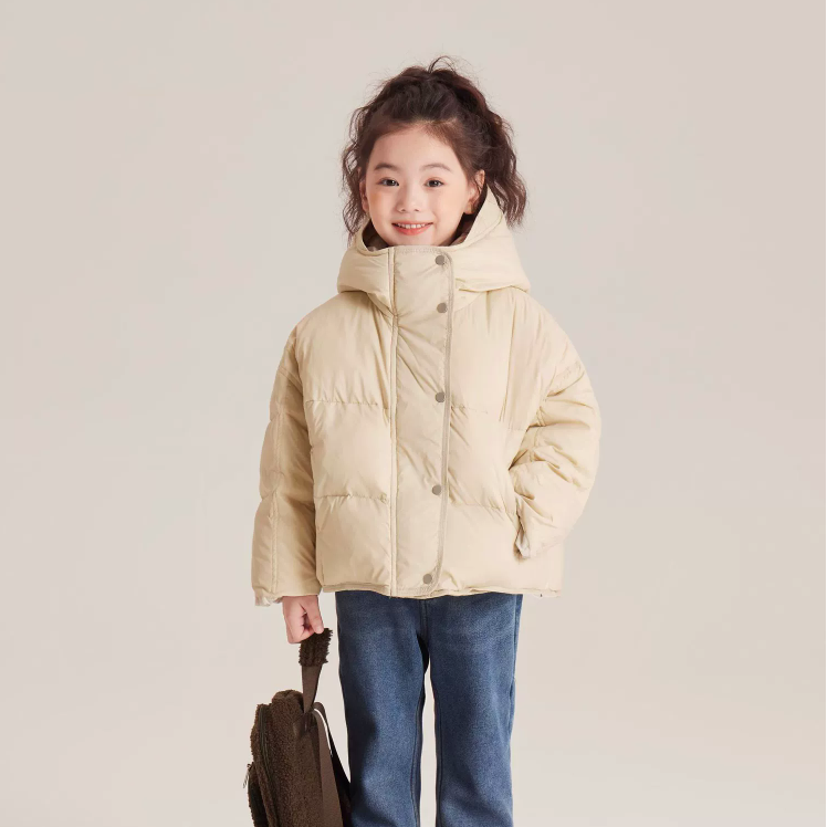 新品巴拉巴拉女童棉袄2023冬装新款儿童简约连帽棉服秋冬外套女孩