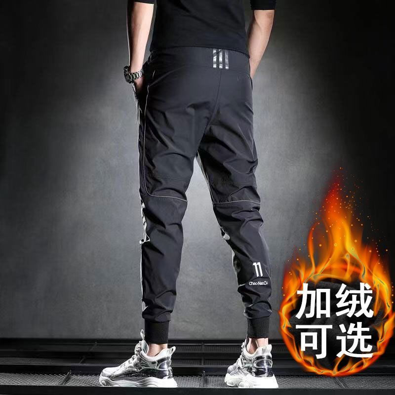 秋冬季加绒加厚男士弹力束脚保暖休闲长裤运动裤修身百搭潮流裤子