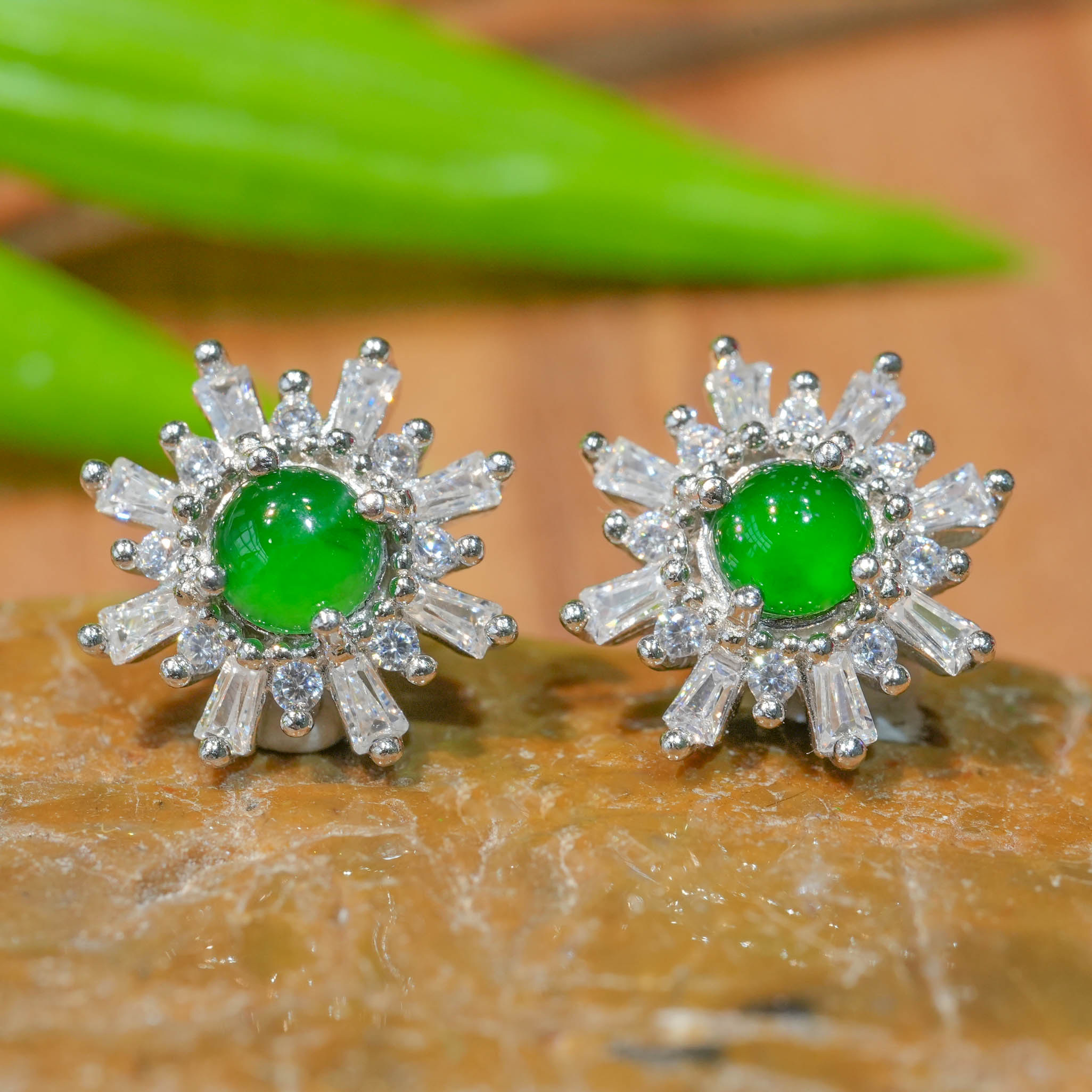 【传承珠宝】天然A货翡翠蛋面耳饰多样性发其一6时尚气质百搭豪镶款